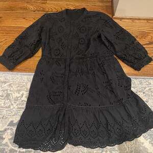 KOBI HALPERIN Kobi Halperin Womens Hailey Dress Black Eyelet Cotton